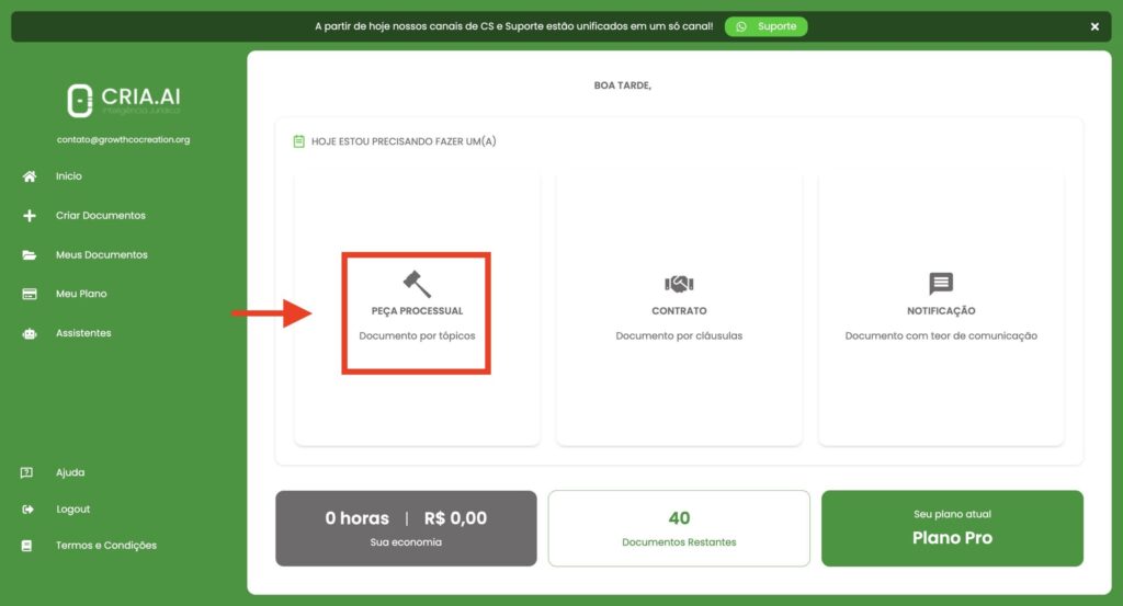 Peça processual com a cria.ai