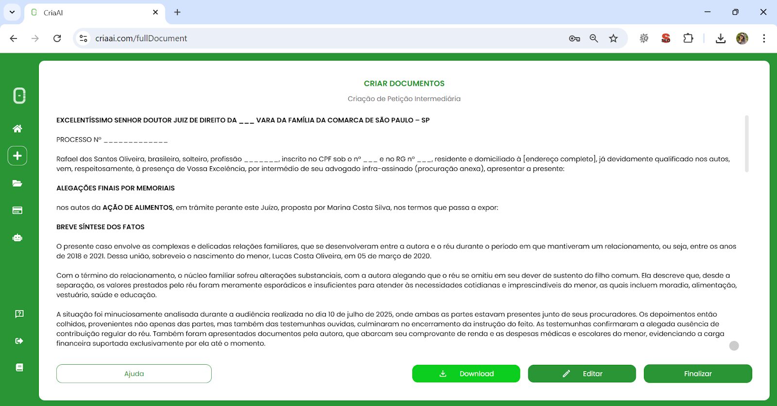 Alegações finais com IA