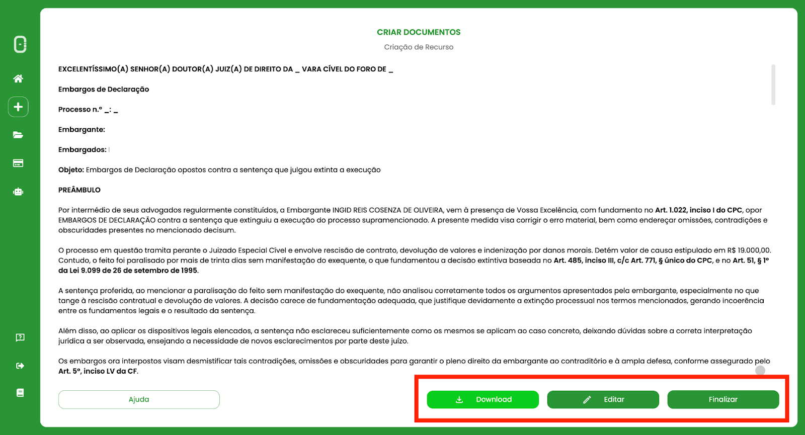 modelo Embargos de Declaração Tributário