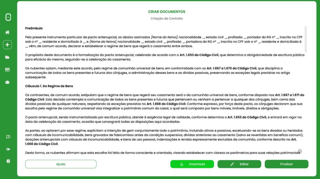 Modelo de Comunhão Universal de Bens